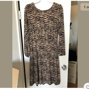 Ann Taylor Loft Animal Tiger Leopard Print Long Maxi MIDI Dress Sz 0 New Nice
